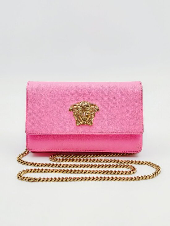 Versace Handbags - Versace Medusa Pink Leather WOC Wallet On Chain Crossbody Bag Gold Chain